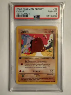 1st Edition Diglett, PSA 8, Pokemon Team Rocket 2000, 52/82 - Image 1