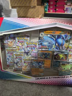Pokemon TCG: Prismatic Evo Lucario Tyranitar Ex Premium Collection Sealed Box - Image 4