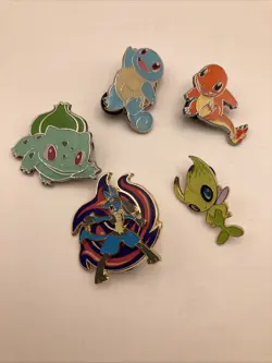 Pokemon Collector Pins Lot Of 5 Enamel Pin Pokemon Lucario Celibi Squirtle TCG - Image 1