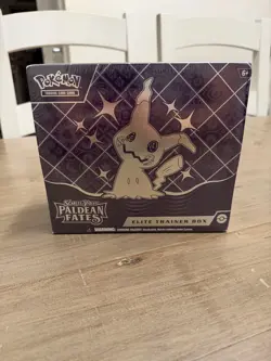 Pokemon Paldean Fates ETB Mimikyu Pokemon TCG New Sealed Small Tear in Shrink - Image 1