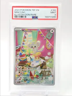 MINCCINO 2024 POKEMON TEMPORAL FORCES ILLUSTRATION RARE 182/162 PSA 9 Q1514 - Image 1