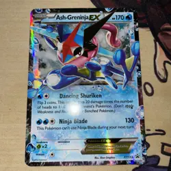 Pokemon TCG Ash-Greninja EX Black Star Promo XY 133 LP Card - Image 1