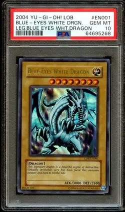 PSA 10 GEM MINT Blue-Eyes White Dragon LOB-EN001 ULTRA RARE LOB Yugioh Card 268 - Image 2