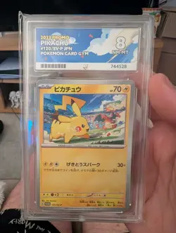 Pikachu 120/SV-P 2023 Promo Pokemon Card Gym ACE Graded 8 NM-MT Japanese - Image 1