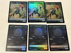 6 x mtg foil token Dinosaur // Dinosaur Egg, 0010/0011, Lost Caverns of Ixalan - Image 1