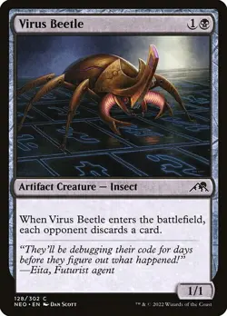 NM Foil Virus Beetle, MTG, Kamigawa Neon Dynasty, Magic the Gathering, 128 - Image 1