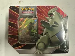 New and Factory Sealed Pokemon TCG Sword & Shield V Strikers Tin - Tyranitar V - Image 1