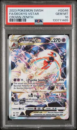 2023 POKEMON SWORD & SHIELD CROWN ZENITH #GG46 FULL ART/DEOXYS VSTAR PSA 10 - Image 1