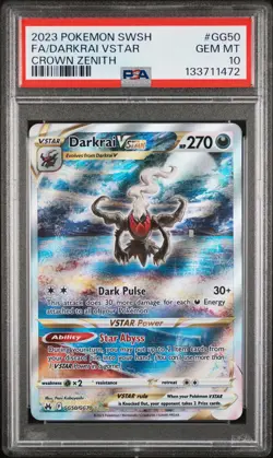 2023 POKEMON SWORD & SHIELD CROWN ZENITH #GG50 FULL ART/DARKRAI VSTAR PSA 10 - Image 1