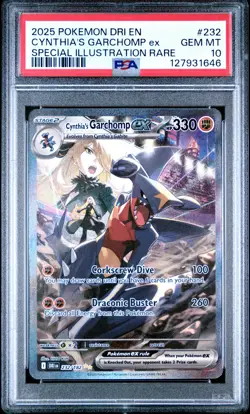 2025 POKEMON DRI EN-DESTINED RIVALS #232 CYNTHIA'S GARCHOMP EX PSA 10 - Image 1
