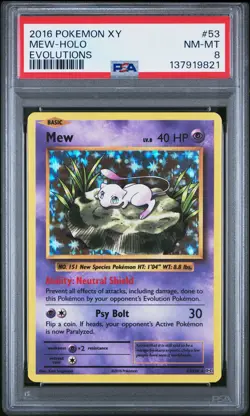 2016 POKEMON XY EVOLUTIONS #53 MEW-HOLO PSA 8 - Image 1