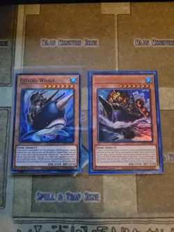 YUGIOH MEGA FORTRESS WHALE LED9 ULTRA + CITADEL WHALE LDS1 ULTRA PURPLE 1ST NM - Image 1