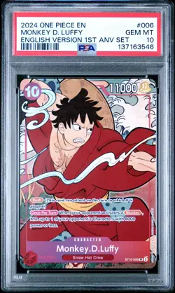 2024 ONE PIECE ST10 #006 MONKEY D LUFFY ENGLISH 1ST ANNIVERSARY SET PROMO PSA 10 - Image 1