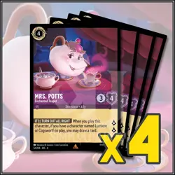 Disney Lorcana TCG: Mrs. Potts - Enchanted Teapot 52/204 Rare x4 Ursula's Return - Image 1