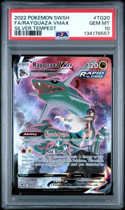 2022 POKEMON SWORD & SHIELD SILVER TEMPEST #TG20 FULL ART/RAYQUAZA VMAX PSA 10 - Image 1