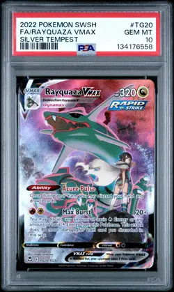 2022 POKEMON SWORD & SHIELD SILVER TEMPEST #TG20 FULL ART/RAYQUAZA VMAX PSA 10 - Image 1