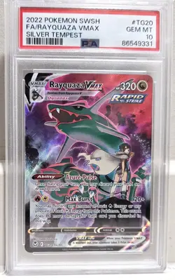 Pokemon TCG Rayquaza Vmax #TG20 English Silver Tempest PSA 10 - Image 1