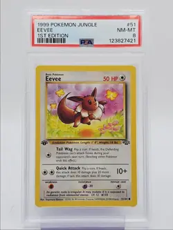EEVEE 1999 POKEMON JUNGLE 1ST EDITION COMMON 51/64 PSA 8 Q0004 - Image 1