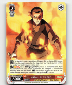 Weiss Schwarz - Zuko: For Honor - Avatar: The Last Airbender - Image 1