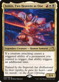 ** Isshin, Two Heavens as One ** [NM] Kamigawa Neon Dynasty MTG Legendary Human - Image 1