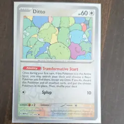 Pokemon Ditto 132/165 Sv Scarlet & Violet 151 Rare Reverse Holo 60HP 2023 - Image 1