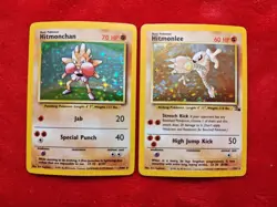 Hitmonchan Base Set Holo + Hitmonlee Fossil Holo | Vintage Pokemon WotC Lot - Image 1