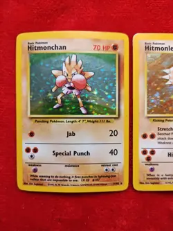 Hitmonchan Base Set Holo + Hitmonlee Fossil Holo | Vintage Pokemon WotC Lot - Image 3
