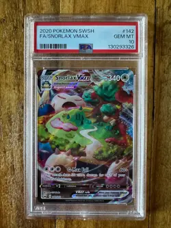 POKEMON TCG - SWORD & SHIELD BASE SET - SNORLAX VMAX 142/202 - PSA 10 - Image 1