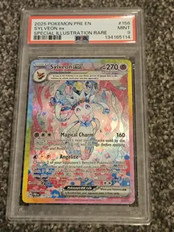 Pokemon 2025 Pre en Sylveon EX PSA 9 Special Illustration Rare 156/131 - Image 1