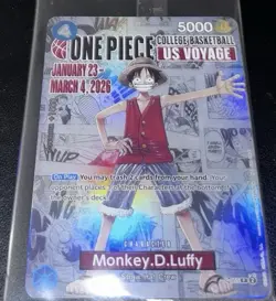 One Piece Monkey D. Luffy US Voyage College Basketball Card RU IN HAND - Image 1