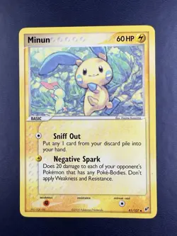 Minun 41/107 Non Holo Uncommon EX Deoxys Pokemon Card 2005 - Image 1