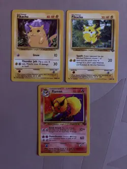 Vintage Pokemon Lot - 7 English Cards - Pikachu, Eevee, & Flareon - WotC - Image 2