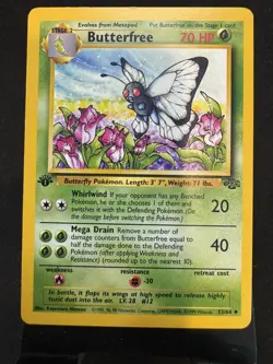 💥 Butterfree Jungle 1st Edition Pokemon 1999 Vintage Card # 33/64 - Image 1
