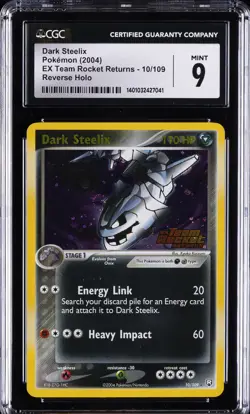 2004 POKEMON EX TEAM ROCKET RETURNS REVERSE HOLO #10 DARK STEELIX CGC 9 - Image 1