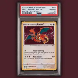 2021 POKEMON SWSH BLACK STAR PROMO #177 SPECIAL DELIVERY BIDOOF-HOLO PSA 10 - Image 1