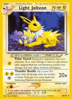 Light Jolteon - 48/105 - Pokemon Neo Destiny Unlimited Rare Card WOTC NM - Image 1