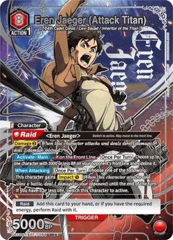 Eren Jaeger (Attack Titan) Alternate Art Foil- UE10BT/AOT-1-094 NM - Union Arena - Image 1