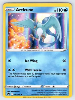 Articuno 036/195 2022 Silver Tempest Pokemon Card TCG Nintendo Holo Rare - Nm - Image 1