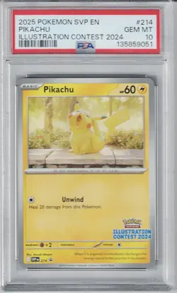 2025 POKEMON SVP EN-SV BLACK STAR PROMO ILLUSTRATION CONTEST 2024 PIKACHU PSA 10 - Image 1