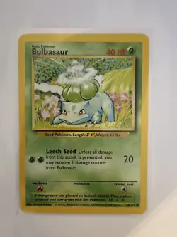 1999 Bulbasaur Base Set 44/102 Wizard Card Pokemon TCG - Image 1