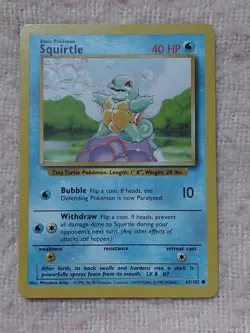 Squirtle 63/102 Base set Pokemon Card NM - Image 1