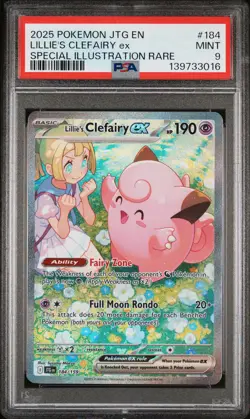 2025 POKEMON JTG EN-JOURNEY TOGETHER #184 LILLIE'S CLEFAIRY EX PSA 9 - Image 1