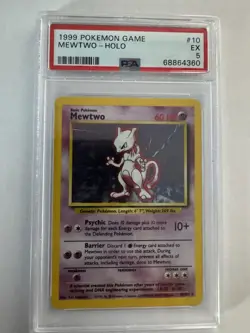 Pokemon Base Set Unlimited Mewtwo Holo Rare 10/102 Graded PSA 5 EX! - Image 1