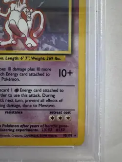 Pokemon Base Set Unlimited Mewtwo Holo Rare 10/102 Graded PSA 5 EX! - Image 5