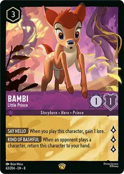 1x Bambi - Little Prince - 63/204 - Legendary NM-Mint Disney Lorcana: Reign of J - Image 1