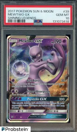 2017 Pokemon Sun & Moon Shining Legends #39 Mewtwo Gx PSA 10 GEM MINT - Image 1
