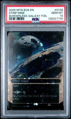 2025 MTG Strip Mine Galaxy Foil Eternities Foil PSA 10 Gem Mint 130 - Image 1