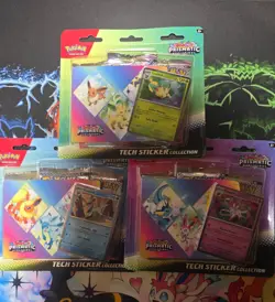 Pokemon TCG Scarlet & Violet Prismatic Evolutions Tech Sticker Pack Set Of 3 - Image 1