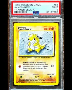 Sandshrew 1999 WotC Pokemon 62/102 - TRAINER DECK A - RED BACK - PSA 9 - Pop 36 - Image 1