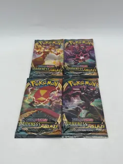 Pokemon TCG Sword & Shield Darkness Ablaze Booster Pack Art Set SEALED x4 - Image 1